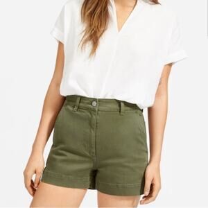 Everlane | High Waisted Denim Jean Shorts Pockets Summer Olive Green Size 00